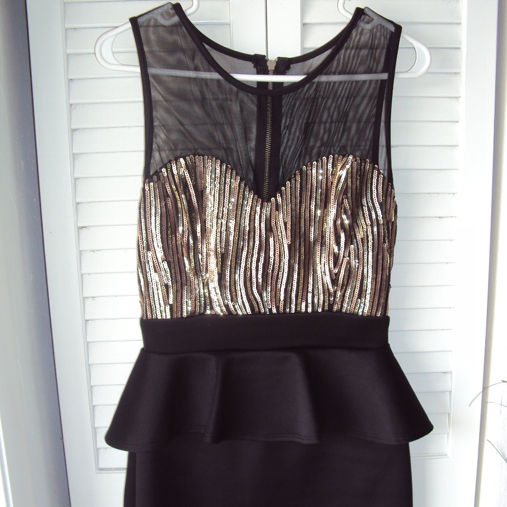 Black half sequin dress